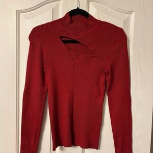 RW&CO. Red Long Sleeve Top with Cutout